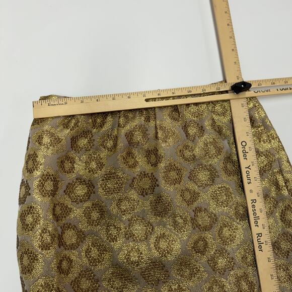 J.Crew Skirt Womens 0 Gold Metallic Jacquard Mini Silk Blend - Picture 8 of 9